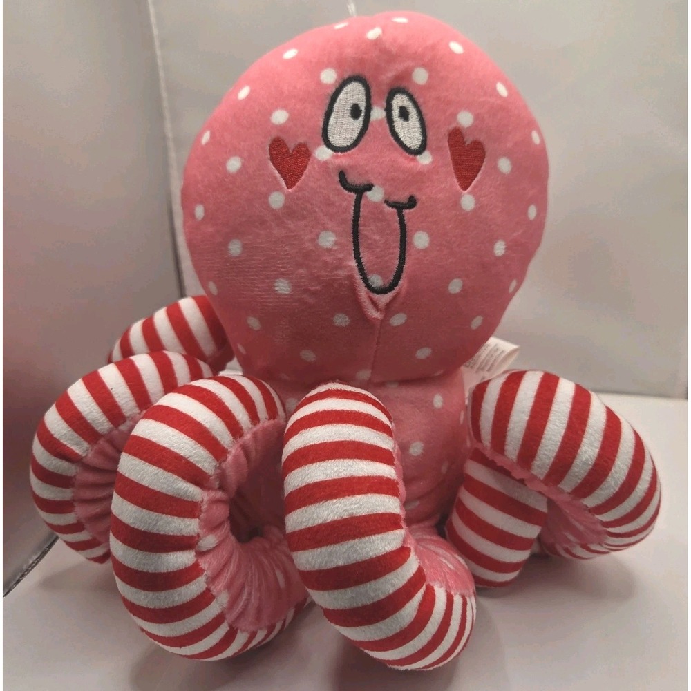 Burton + Burton Octopus Plush Stuffed Animal Toy 9"x16" Pink Red White Rare